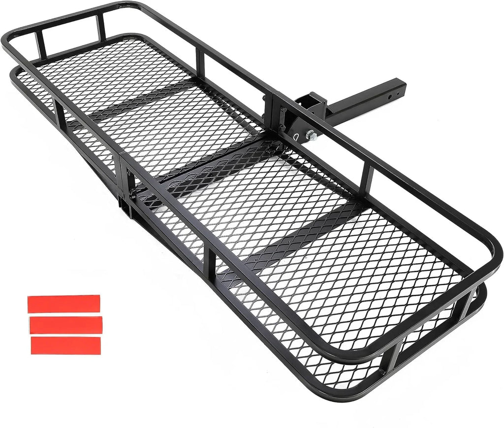 Kojem Hitch Cargo Carrier Rack 550lbs 60"x21"x6" for 2"x2" Hitch Receiver Van  Truck Trailer Folding Rear Luggage Basket Hitch Mount Cargo Rack