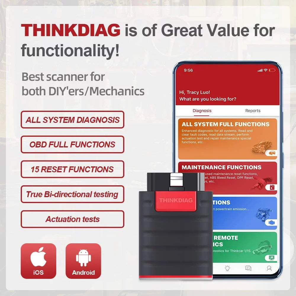 thinkcar ThinkDiag OBD2 Scanner Bluetooth, Diagnostic Bluetooth Car Code Reader
