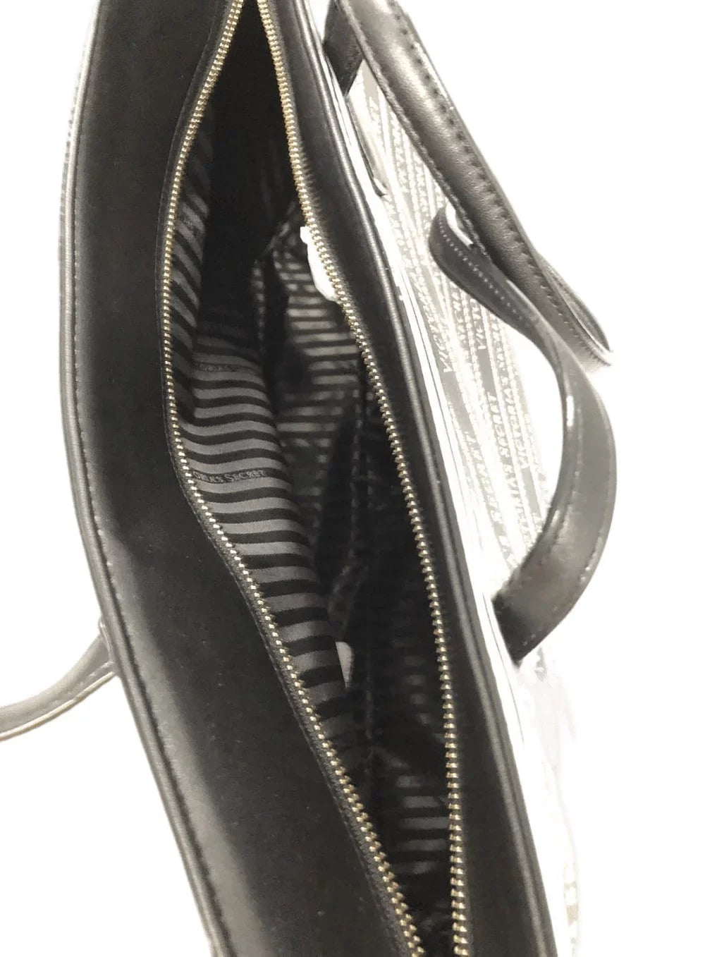 Victoria's Secret Victoria Carryall Tote Hand Bag Black Logo