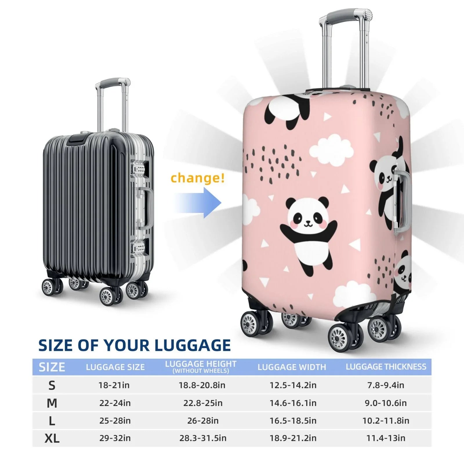 Bingfone Panda Flying In The Sky Between Clouds And Star Luggage Cover Washable Suitcase Cover Protector Anti-Scratch Suitcase Cover Fits 18-32 Inch Luggage