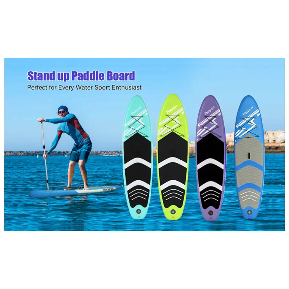 FBsport 10 Ft. Brushed Thickening Inflatable Stand up Paddle Board with Complete Accessories and Carry Bag, Wide Stance, Surf Control, Non-Slip Deck, Standing Boat, Green