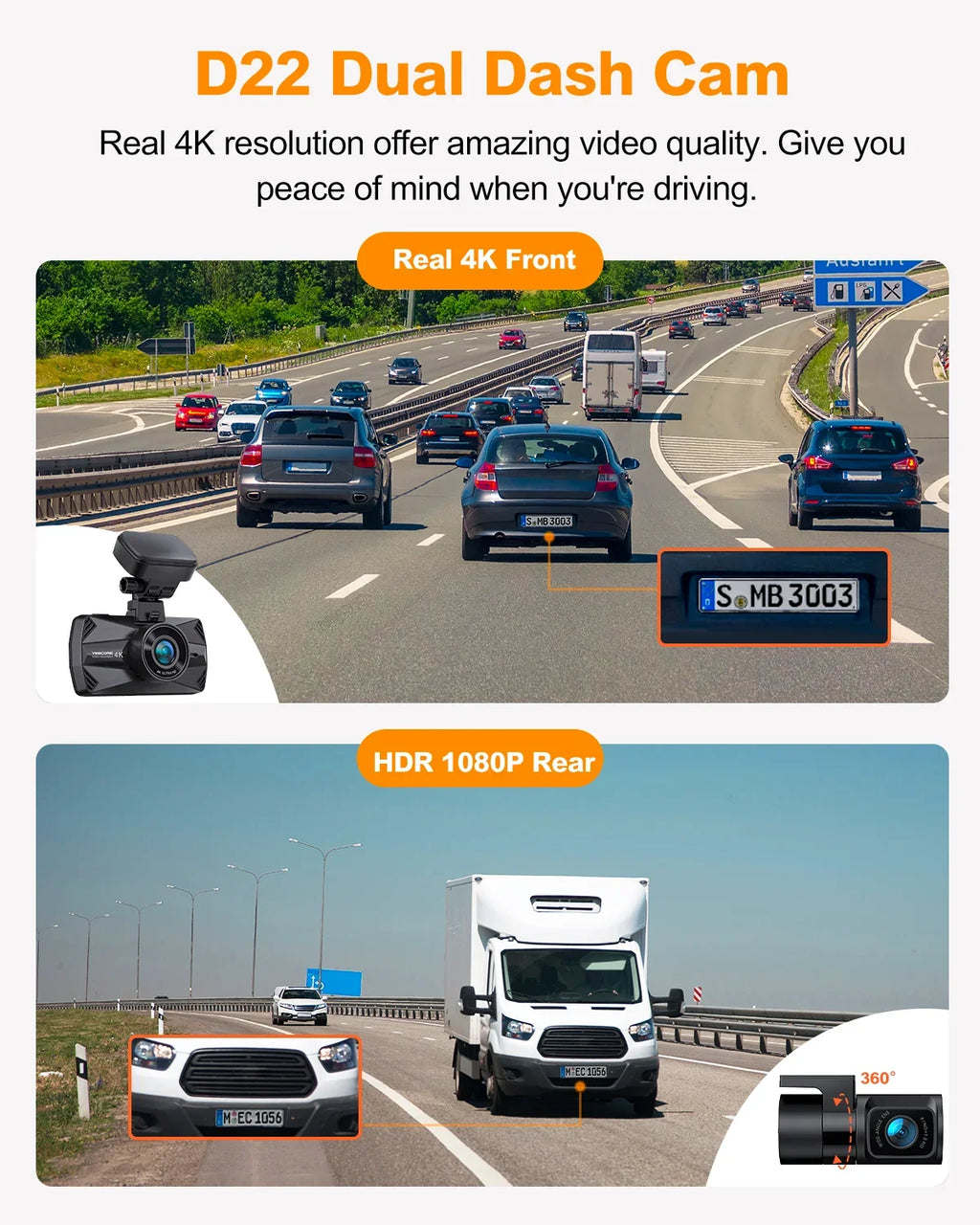 Yeecore 4K Dual Dash Cam 5G WiFi , Real 4K+ 1080P Dash Cam Front and Rear, 3"  Super Night Vision, Parking Mode, Dash Camera for Cars with App, G-Sensor, Accident Record