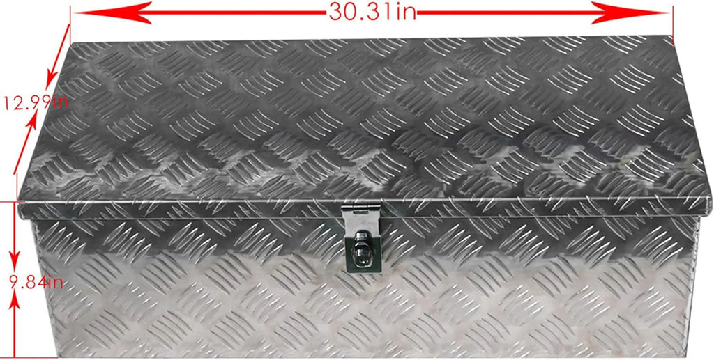 30 Trailer Tongue Tool Box Diamond Tread Aluminum Heavy Duty Truck Pick Up Underbody Flatbed  Storage Organizer Handling Tools Weather Resistant w/Lock Sliver