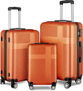 Orange(20in/24in/28in) Suitcase Set 3 Piece, Hardside Luggage Sets with Spinner Wheels,Orange Luggage Sets for Women with  Lock
