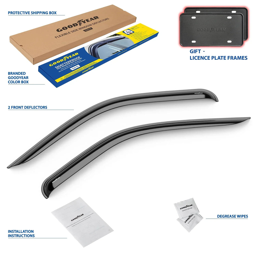 Goodyear Shatterproof Window Deflectors for Ram ProMaster 2014-2024, Tape-on Rain Guards, Window Visors, Vent Deflector, Vent Visor, Car Accessories, 2 pcs - GY008711