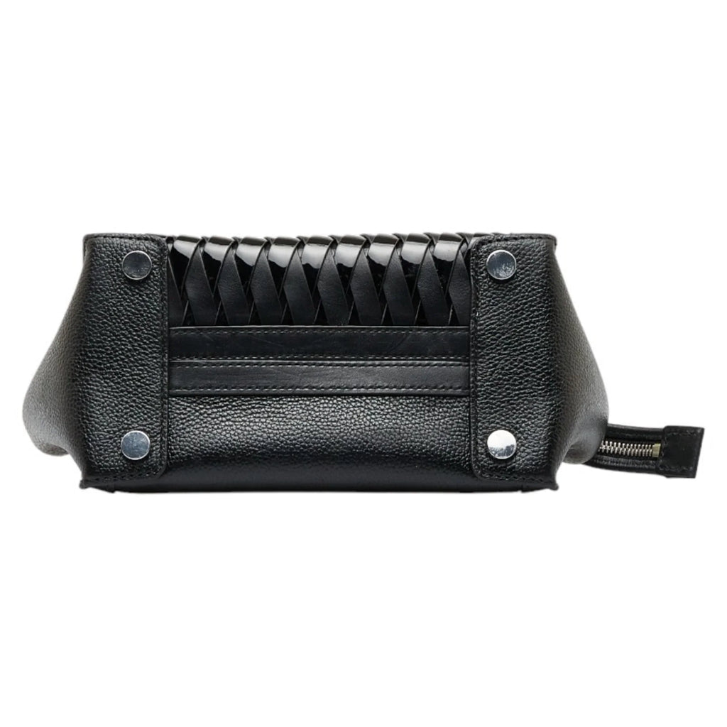 Pre-Owned Michael Kors Mercer Studio Woven Handbag Shoulder Bag Black Leather Patent Women's (Good)