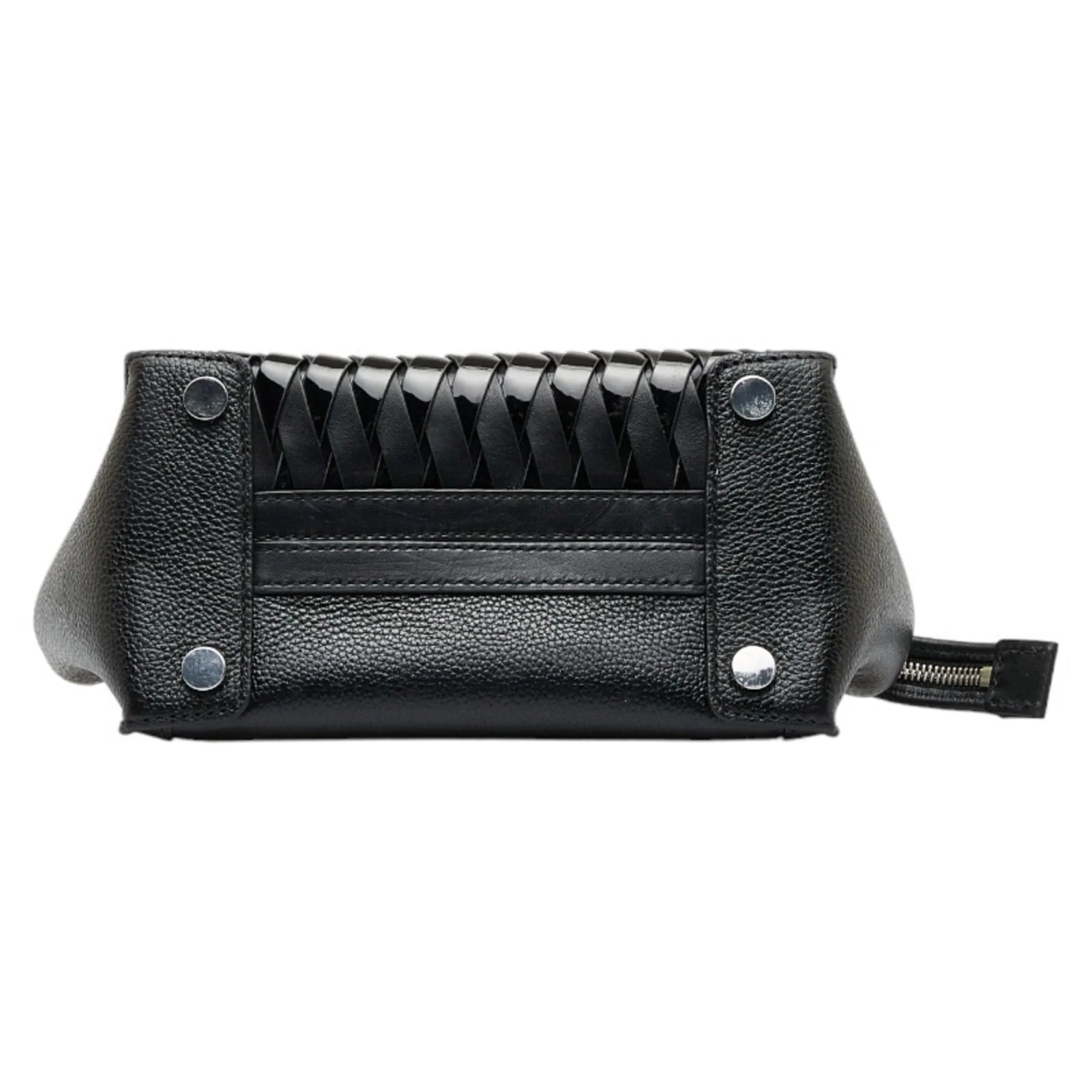 Pre-Owned Michael Kors Mercer Studio Woven Handbag Shoulder Bag Black Leather Patent Women's (Good)