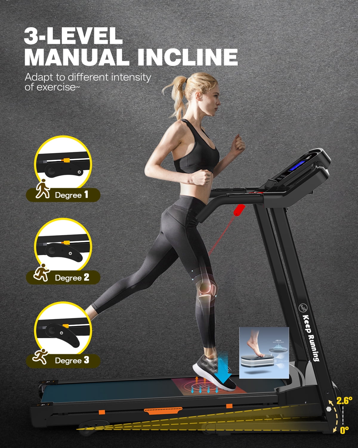 Folding Treadmill for Home with Incline / Bluetooth, 3.5HP 330lb Weight Capacity Portable Electric Treadmill for Home Gym Exercise Running Walking Easy Assembly Orange