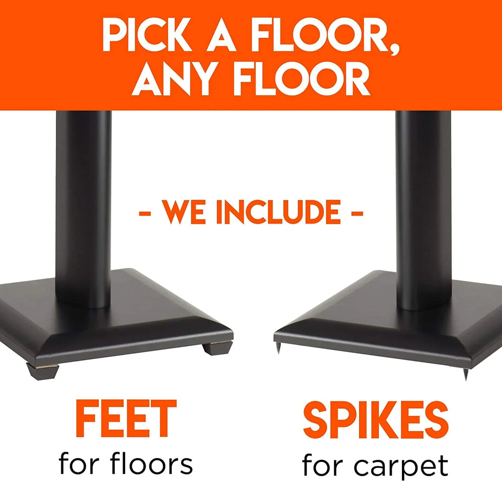Premium Universal Floor Speaker Stands - Vibration-Absorbing  Design Works with Edifier, Polk, & Other Bookshelf Speakers Or Studio Monitors - Includes Sound Iso Pads & Carpet Spikes