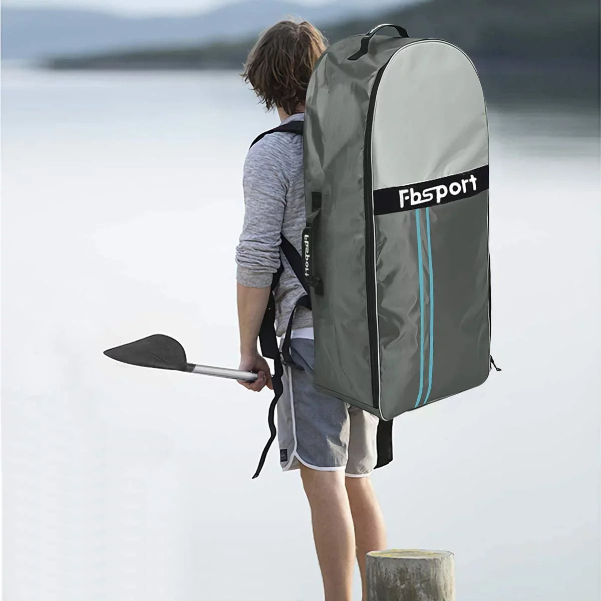 FBsport 10 Ft. Brushed Thickening Inflatable Stand up Paddle Board with Complete Accessories and Carry Bag, Wide Stance, Surf Control, Non-Slip Deck, Standing Boat, Green