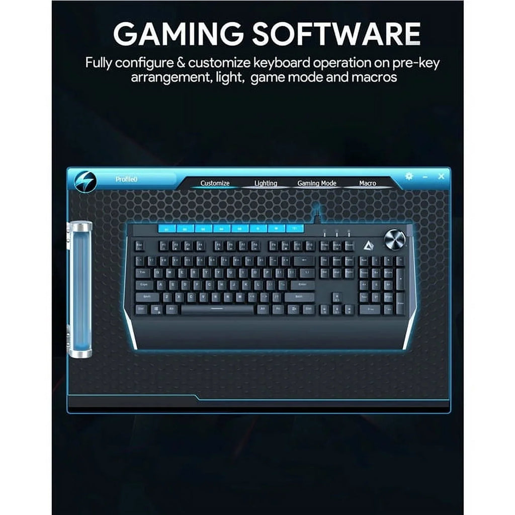 Mechanical Keyboard Blue Switches 104key with Volume Control Button KMG17
