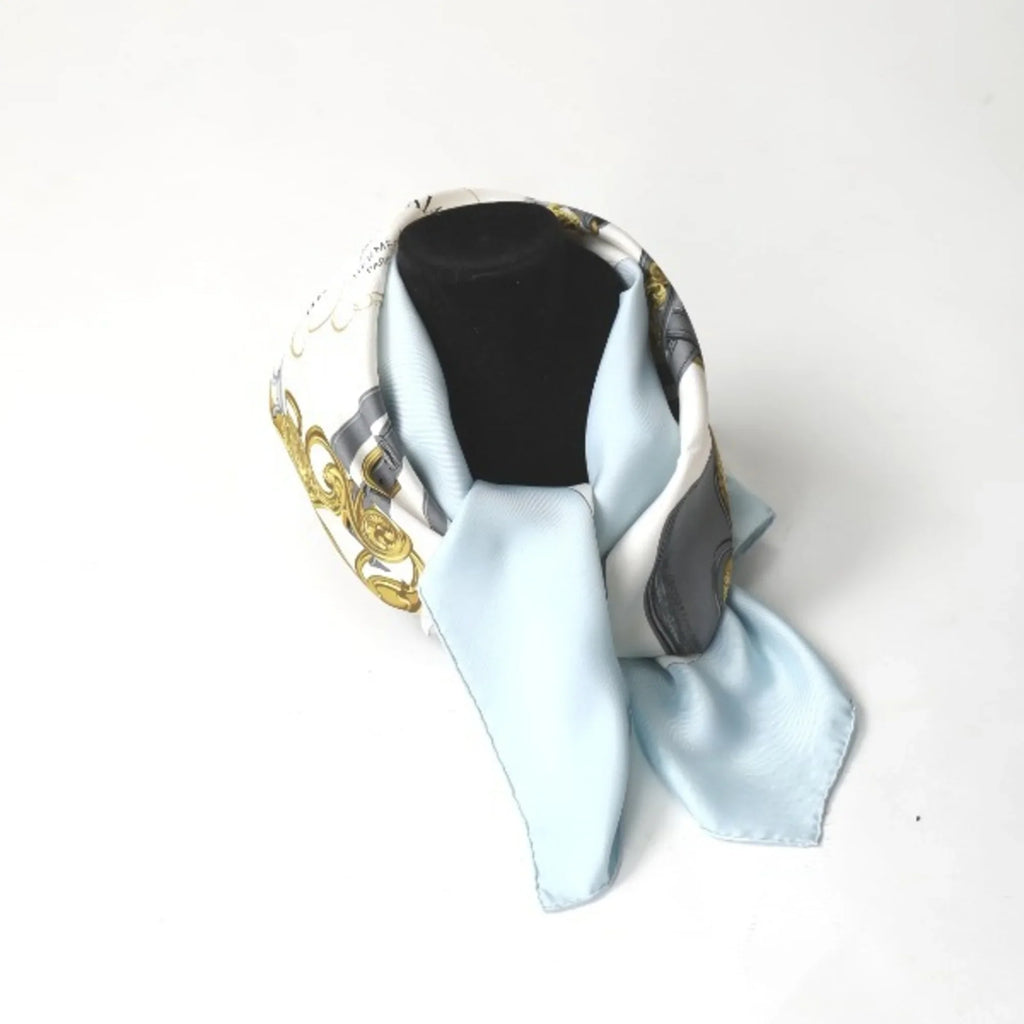 Pre-Owned  Carre90 Hermes light blue scarf (Good)