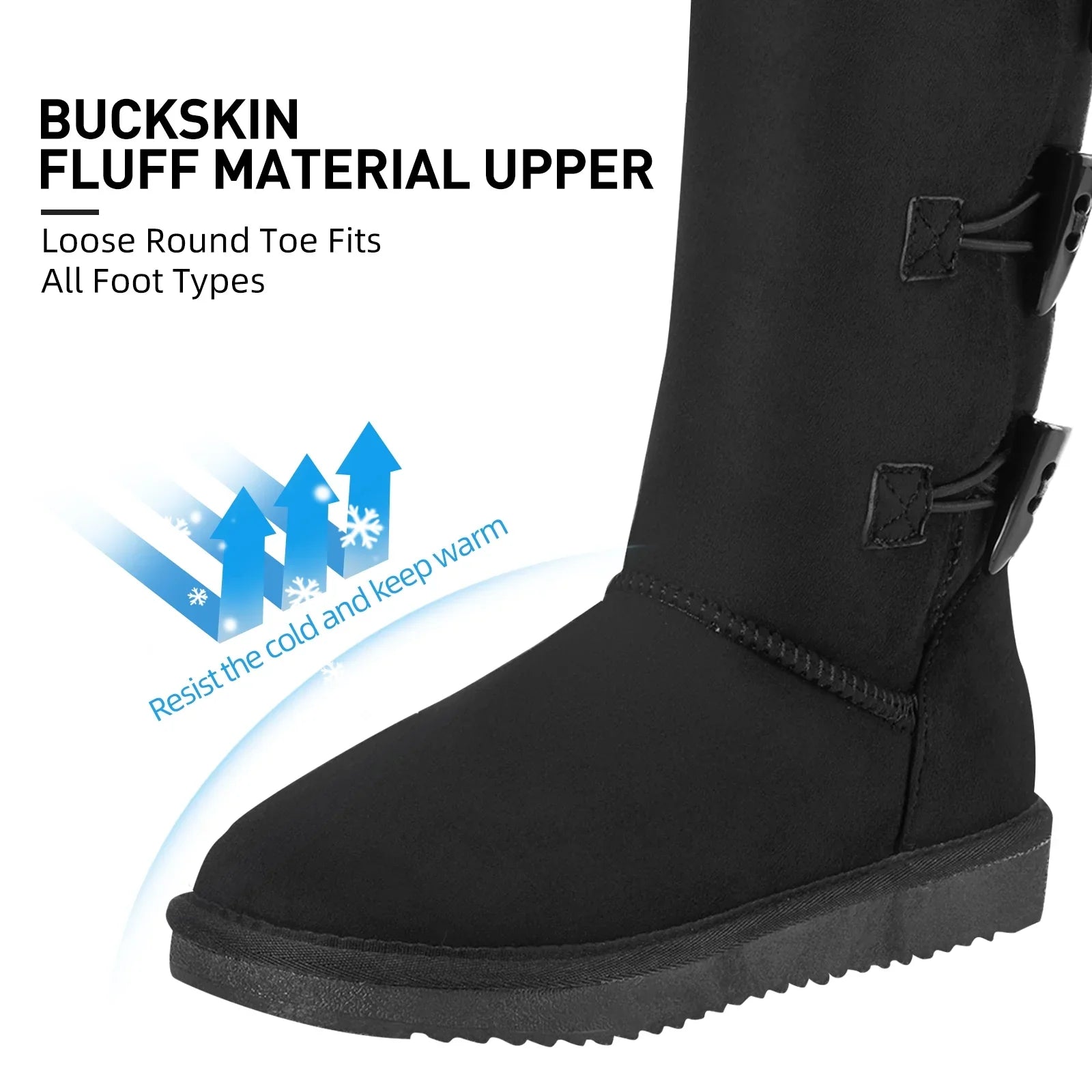 Winter Tall Boots for Women Snow Boot Button Fashion Black Boots Knee High Classic Slip On Boot Outdoor Shoes