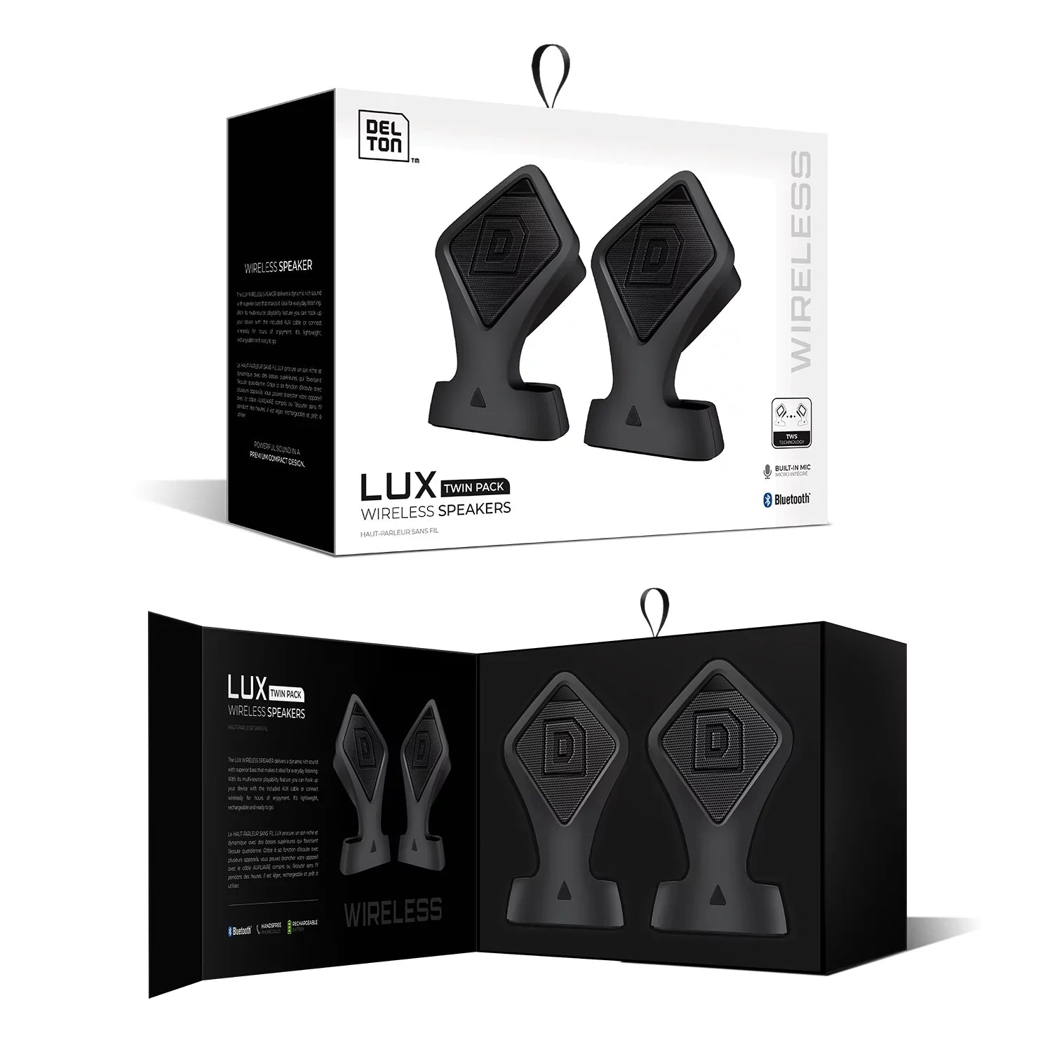 Delton True Wireless Speaker, Portable Bluetooth Speaker with Mic (Twin Pack), Dynamic  Sound and Bass