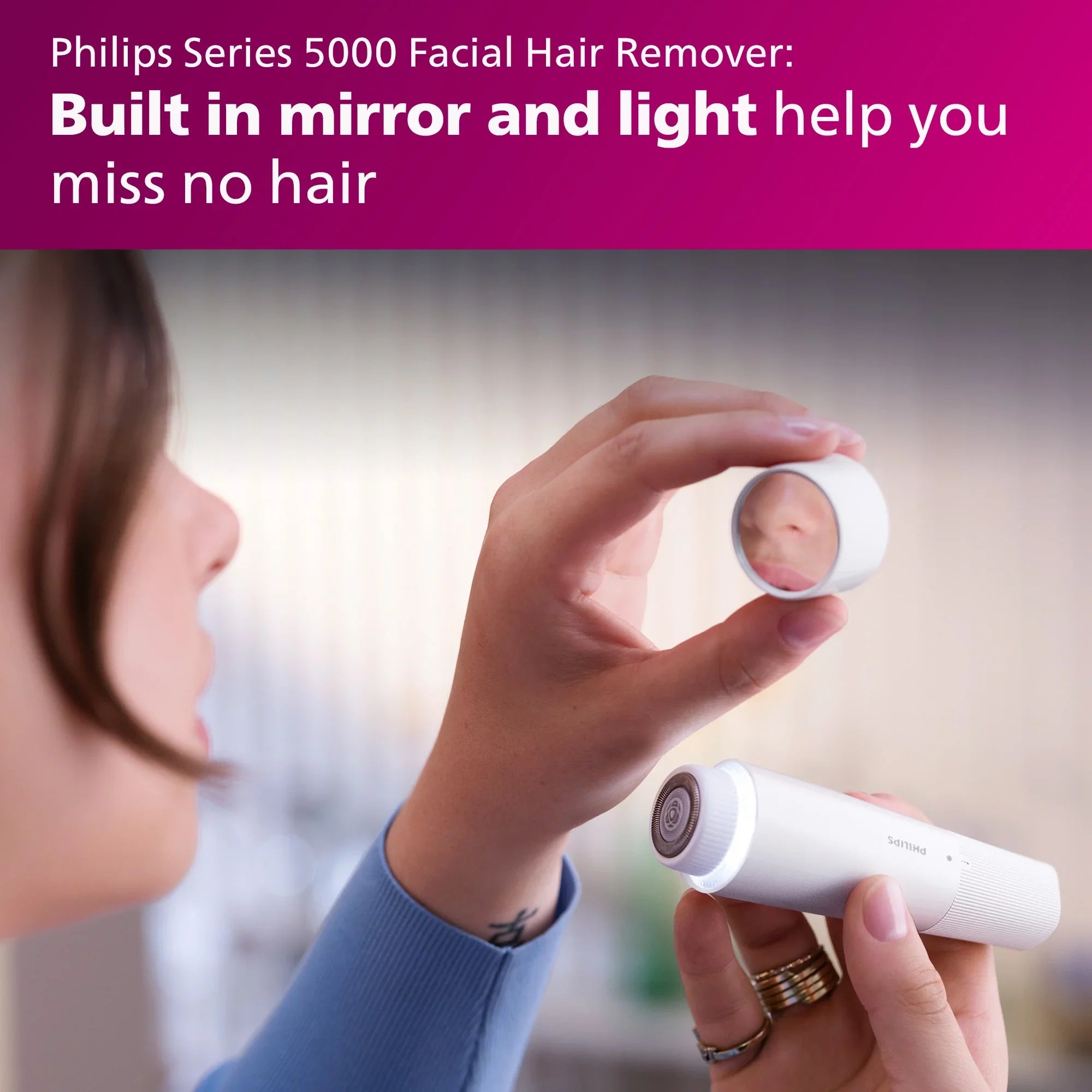Philips Lady Electric Shaver Series 8000 with Electric Facial Hair Remover, Cordless, BRL166/91