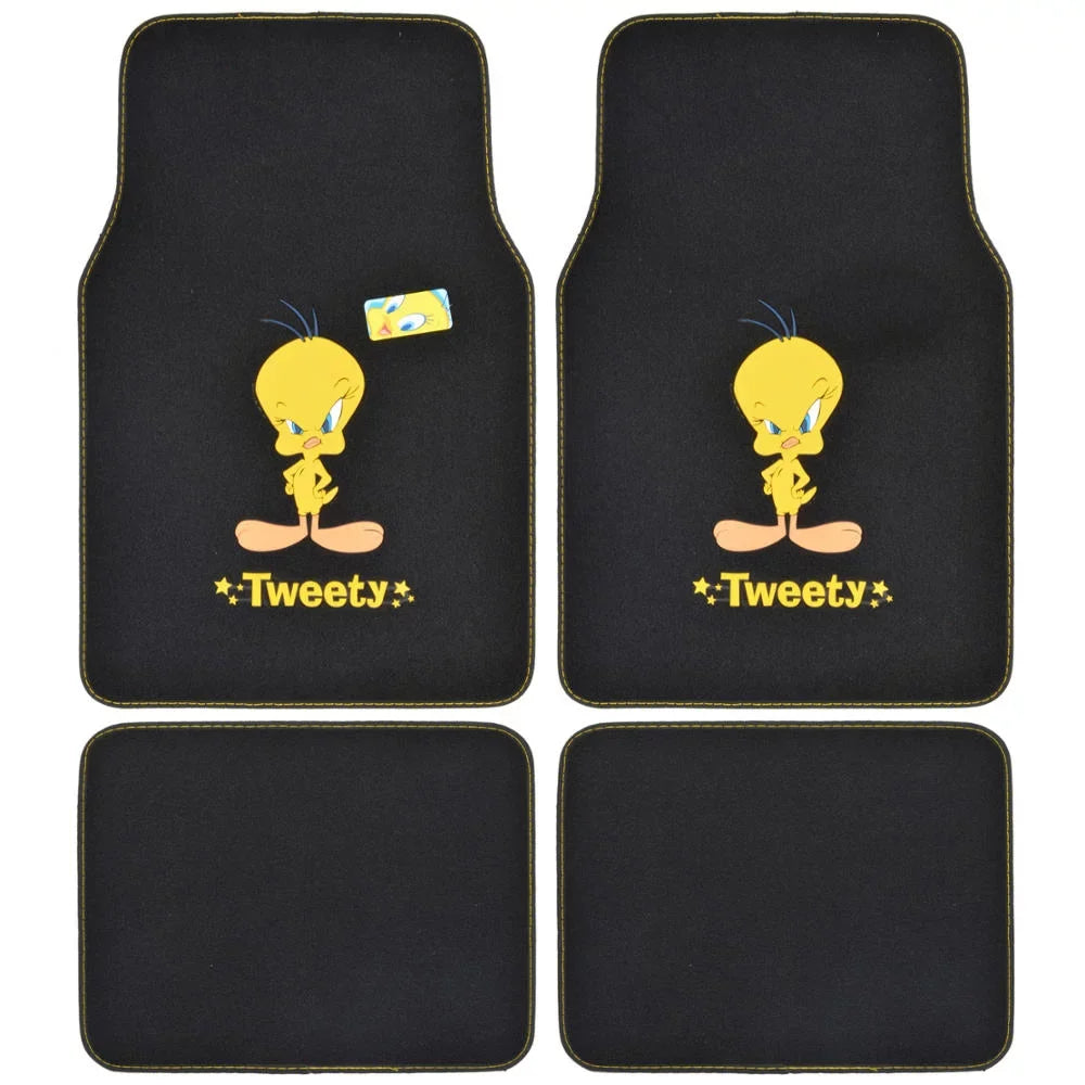 Looney Tunes Tweety Bird Car Seat Covers with Floor Mats Full Set - Holiday Car Auto Accessories Gift Set