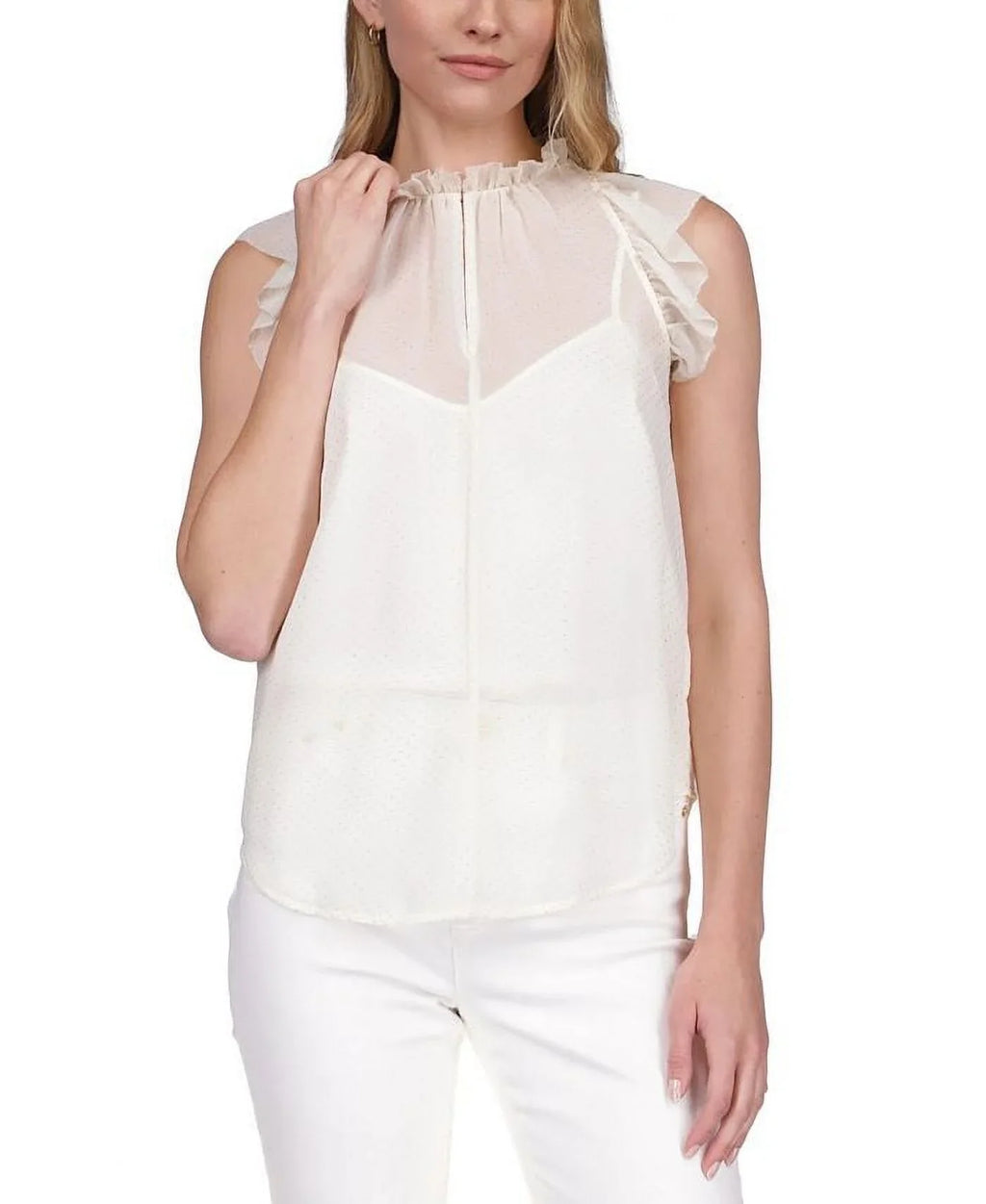 Michael Kors Dewdrop Chiffon Ruffled Top