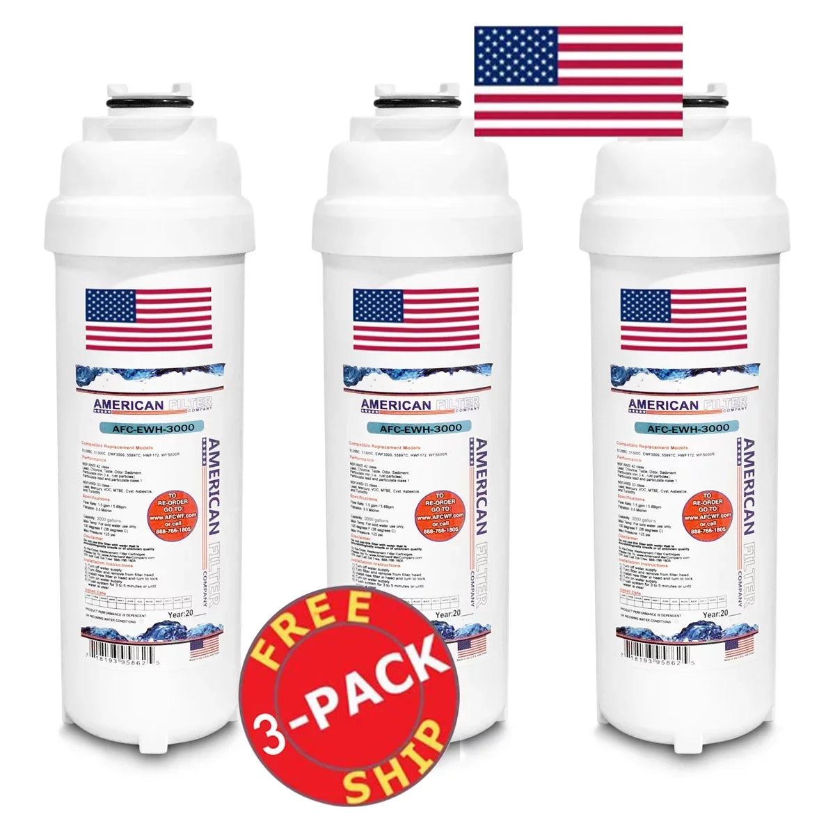 Brand , Water Fountain Filter , Model # --3000 , Compatible with WaterSentry® HVR8HDBL - 3 Filters - Made in U.S.A.