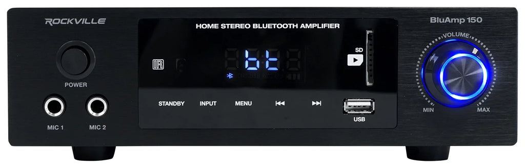 Rockville  150 Amplifier w/ Bluetooth+(4) 6.5" Bookshelf Speakers+Stands