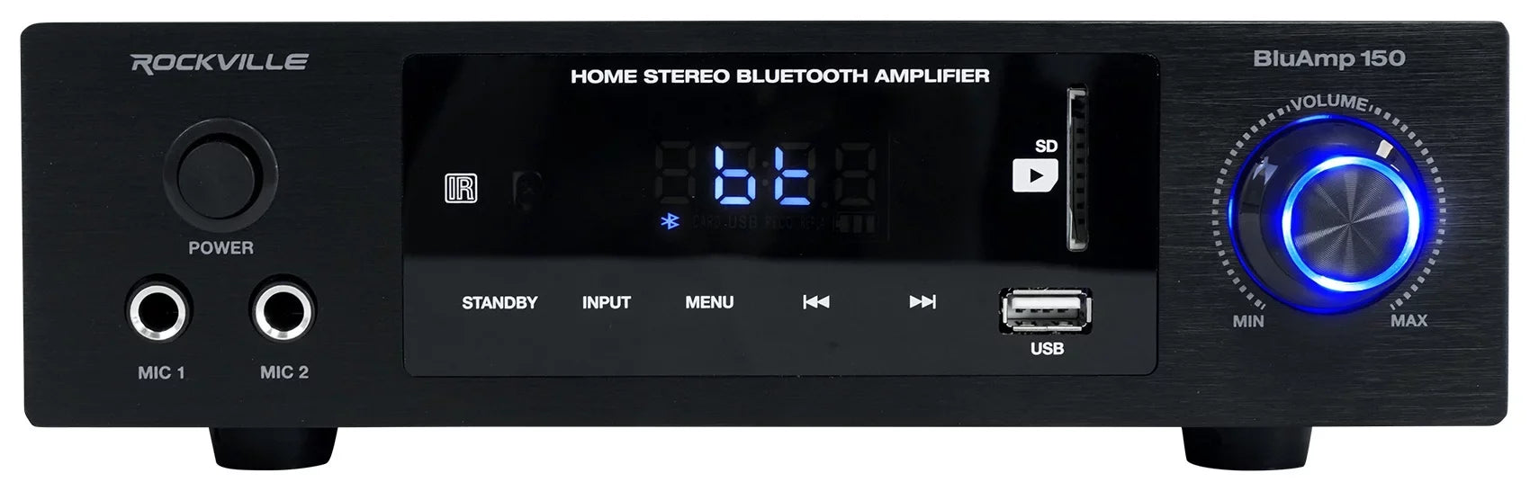 Rockville  150 Amplifier w/ Bluetooth+(4) 6.5" Bookshelf Speakers+Stands