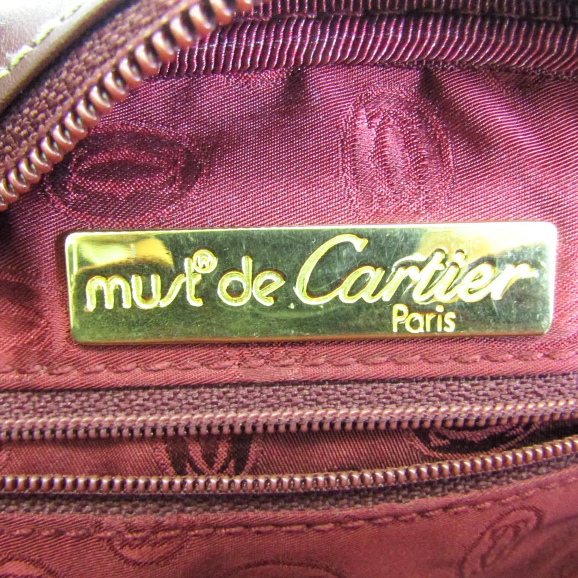 Pre-Owned Cartier Must Women's Leather Shoulder Bag Bordeaux (Good)