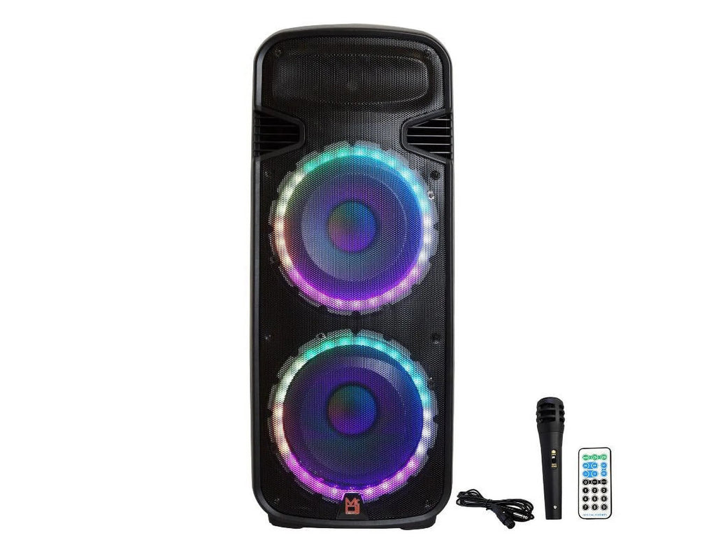 Mr Dj PSBAT6200 Dual 15-Inch 4000 Watt Max Power 3 Way Party Speaker with Built-In Bluetooth & Rechargeable Battery
