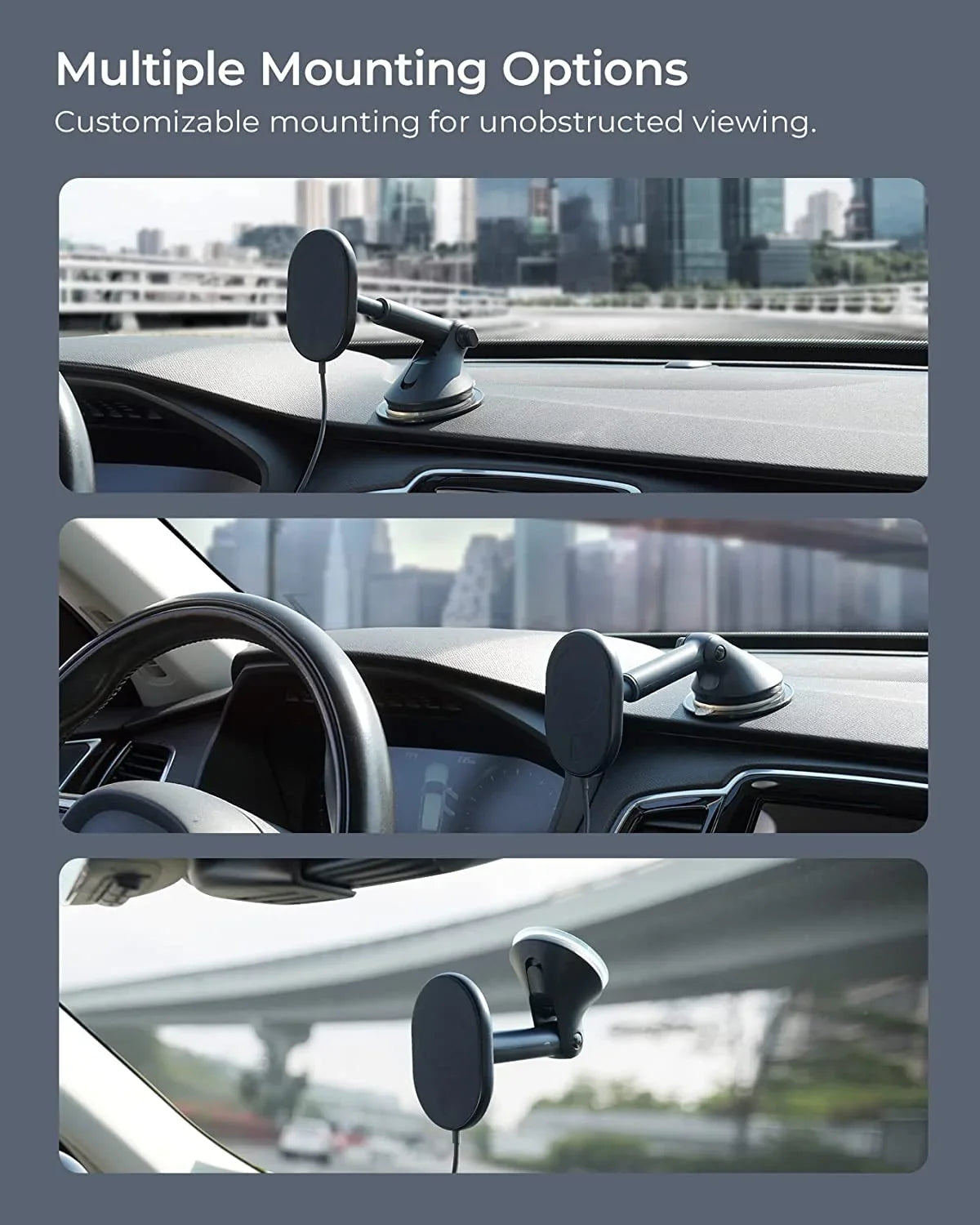 iOttie Velox MagSafe Compatible Magnetic Wireless Charging Dash & Windshield Mount, Black, Plastic