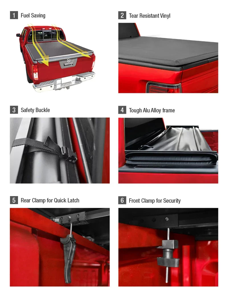 MaxMate Soft Tri-fold Truck Bed Tonneau Cover Compatible with 2019-2024 Ford Ranger | 6' (73") Bed | TCF371067