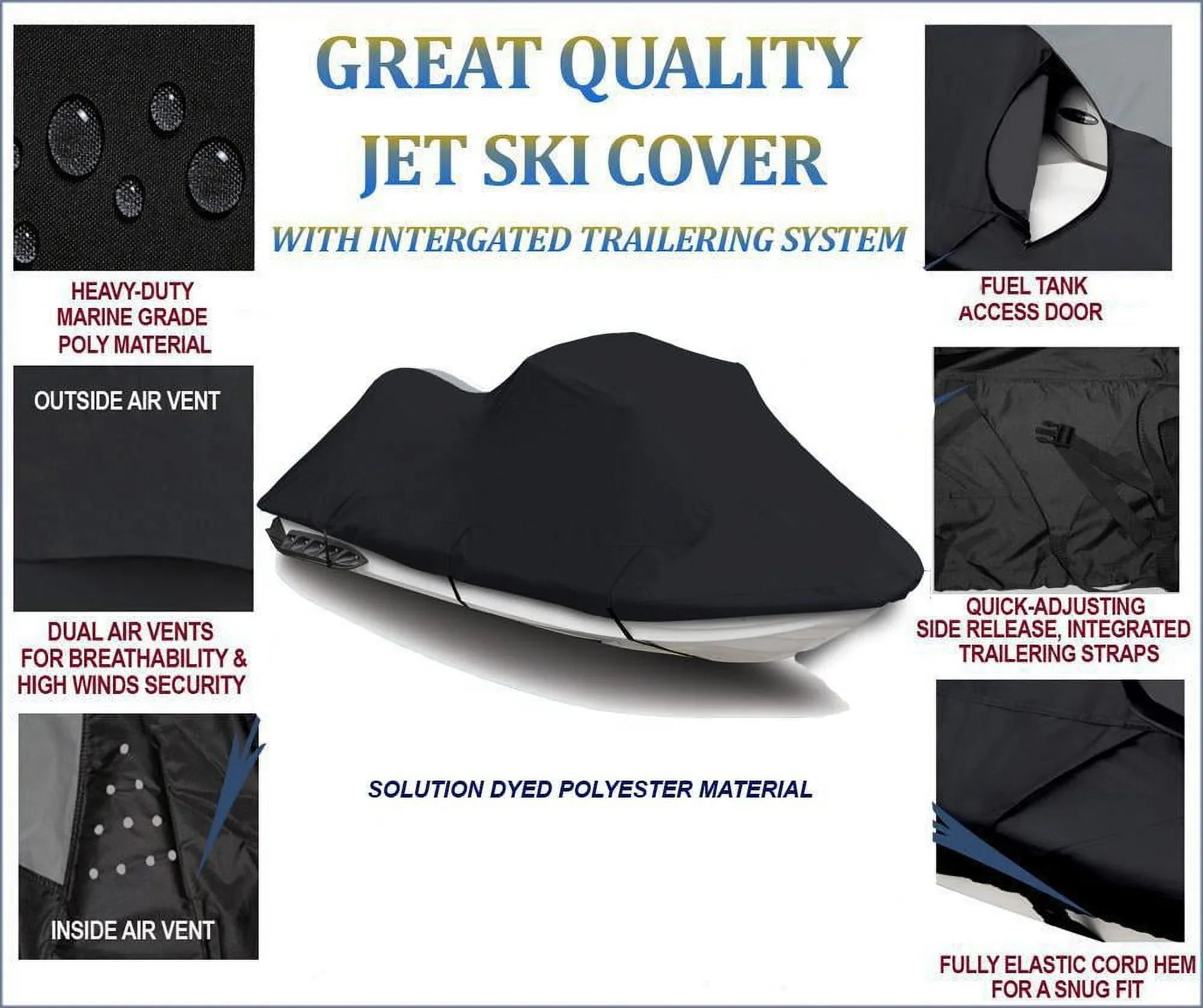 600D   Cover Compatible for Sea Doo Sea-Doo Bombardier Spark 3up 900   2014 2015 2017 2018 2019 2020 2021 2022 3 Seater