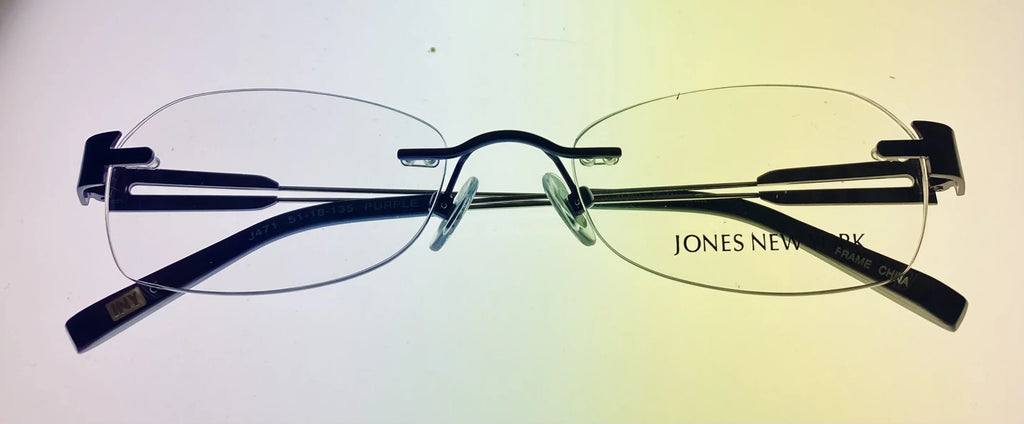 Jones New York Mens Black Rimless Rectangle Eyewear Frame, J471. 51mm