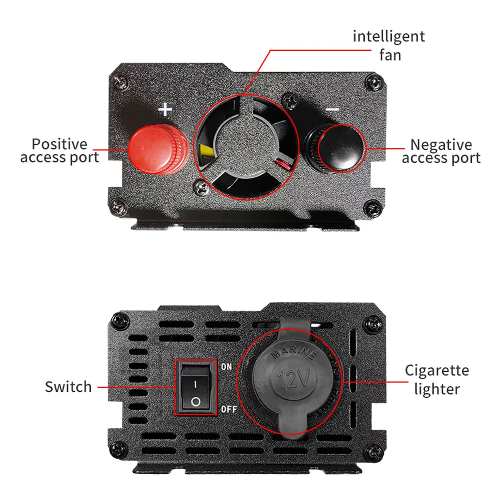 Nebublu Solar  Inverter, High Efficiency Sine Inverter for Car ,  Converter with  Display,  12V to  850-950W, Energy Saving