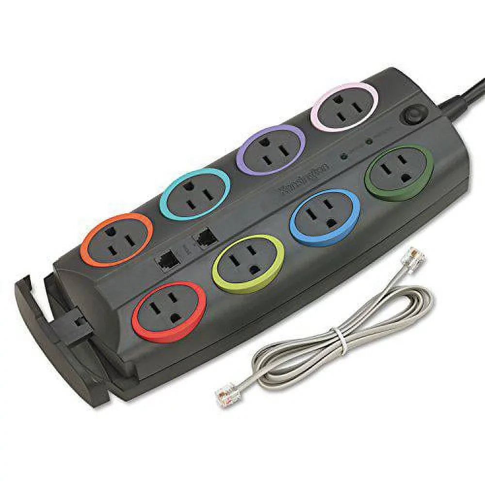 8-Outlet Adapter Model Surge Protector Black, 8ft Cord, 3090 Joules