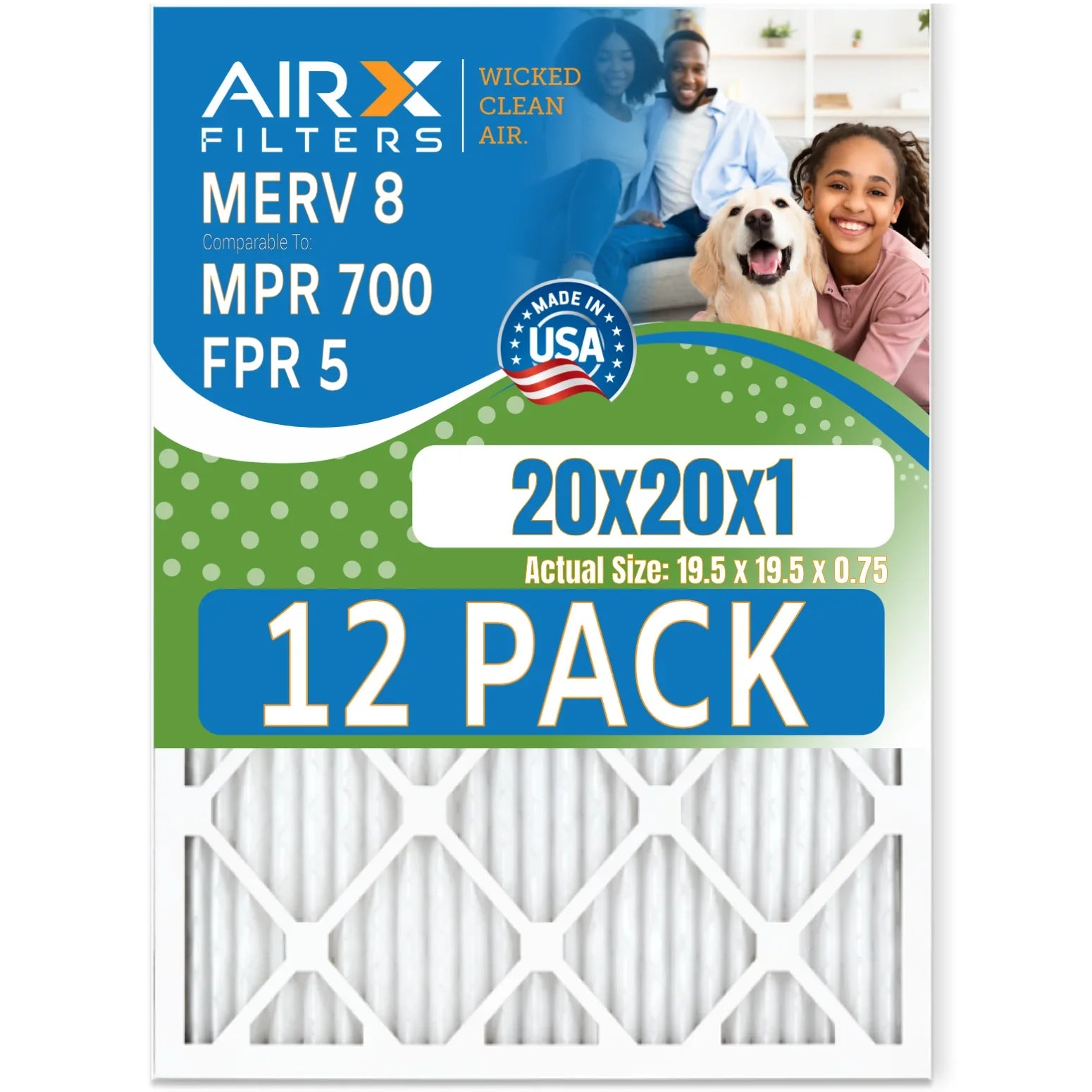 20x20x1 Air Filter  8 Rating, 12 Pack of Furnace Filters Comparable to  700 &  5 - Made in  by     .