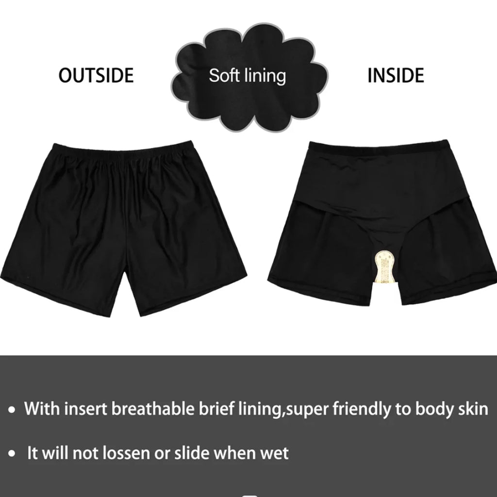Sexy Dance Women's Swim Shorts Elastic Waist Swimsuit Bottoms Summer Tankini Boyshorts Solid Swim Trunks Black 3XL