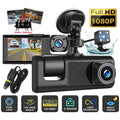 1080P Car Dual Lens Dash Cam Front/Rear/Inside Video Recorder Camera G-sensor