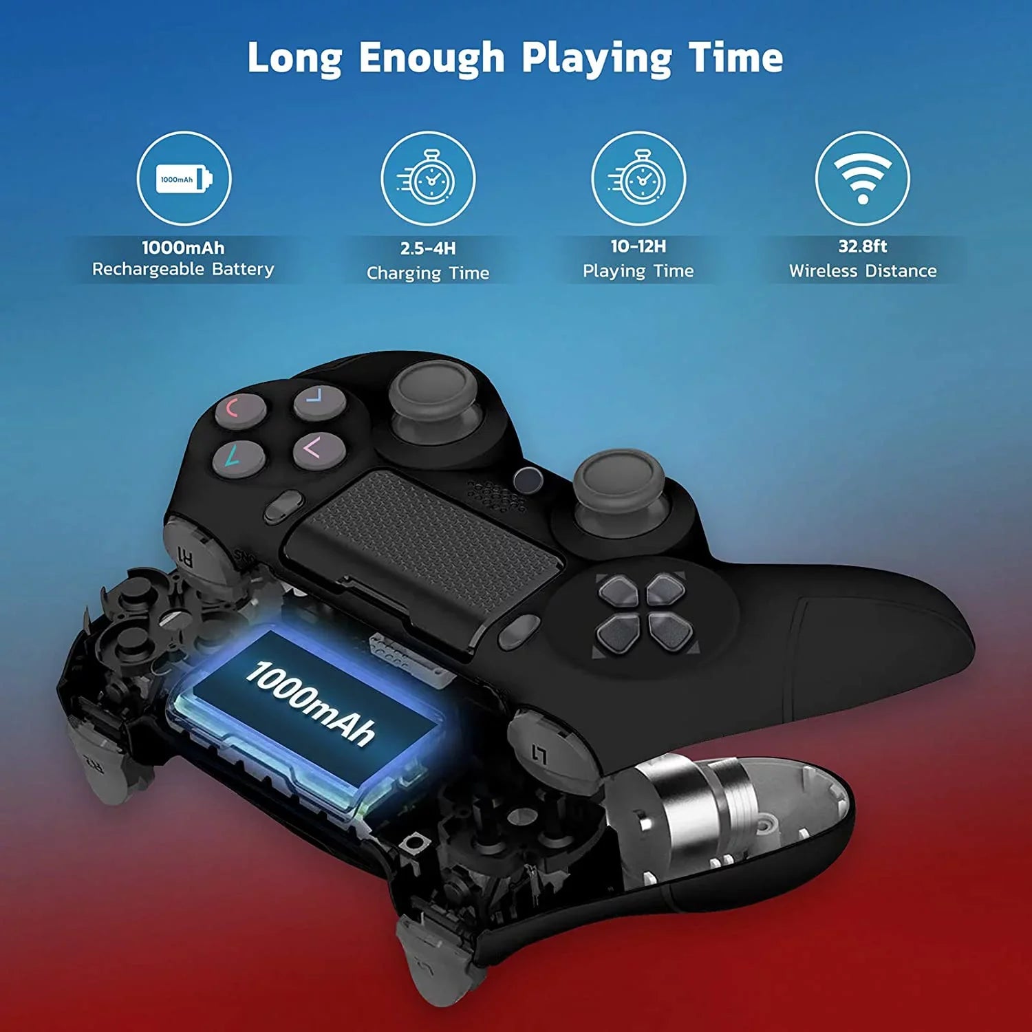 Wireless GamePad Compatible with Apple Samsung   Google Intel Nuc Controller Plus 1;000 Battery/Built-In Speaker/Gyro/Remote BlueTooth Slim (Black)