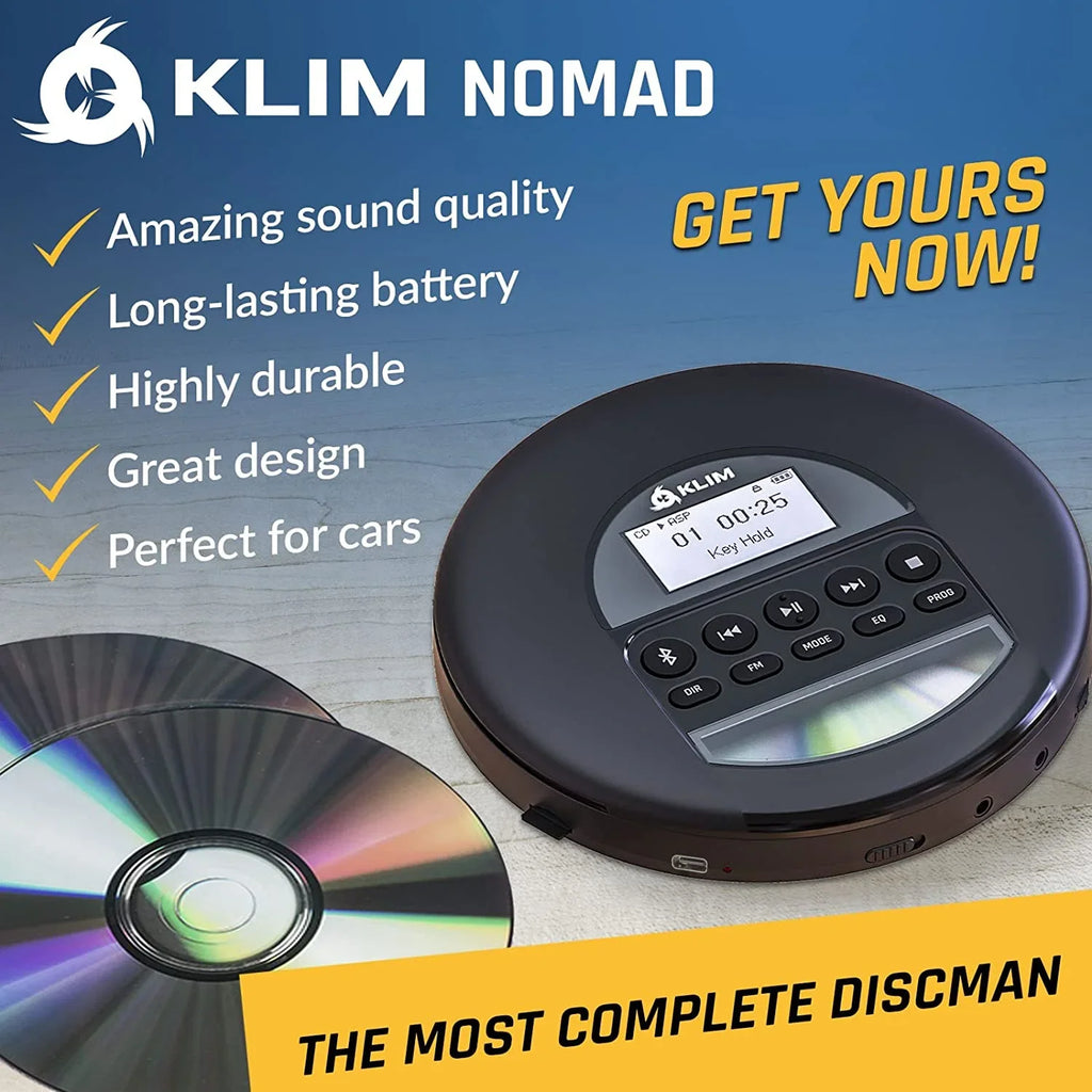Pre-Owned  Nomad Portable  Player Discman with Fusion Headphones, Rechargeable Battery, MP3,  Card,   Radio, Bluetooth- Ideal for Cars, Black (Refurbished: Good)