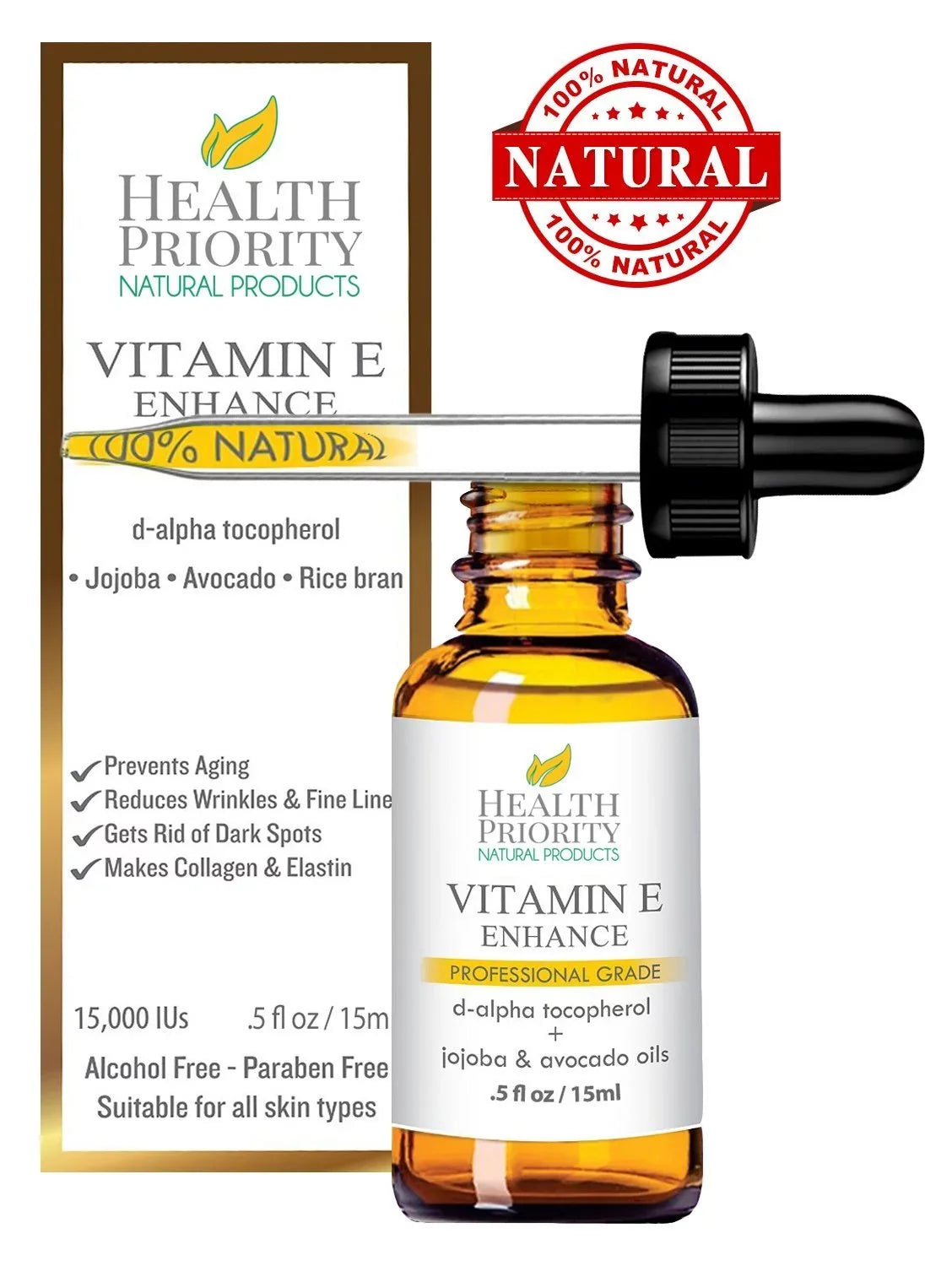 Organic Vitamin E Oil - Small Batch, Handmade in the  - Unscented, 0.5 oz