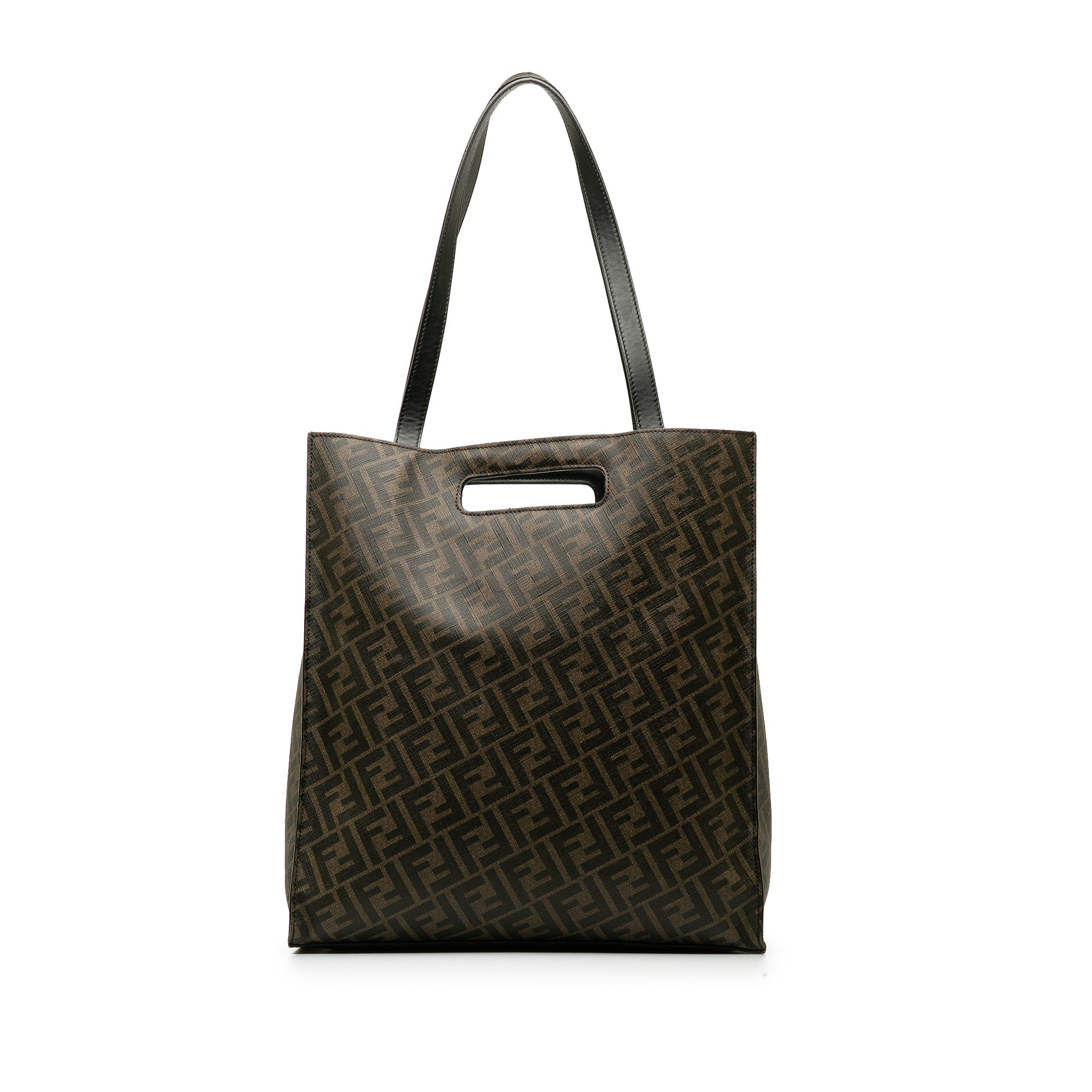 Pre-Owned Authenticated Fendi 1974 Zucca Shopping Tote Coated Canvas Fabric Brown Satchel Unisex (Good)
