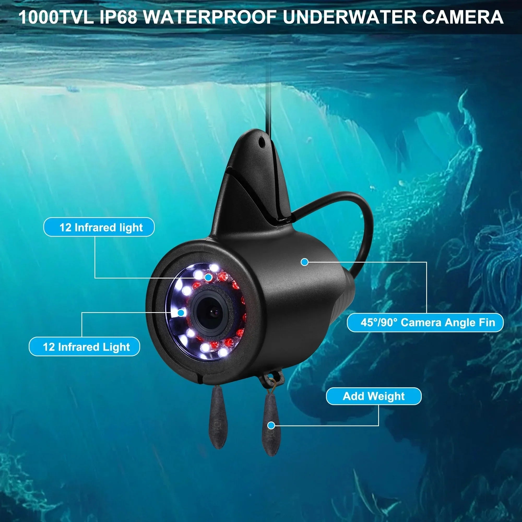 7 inch Ice Fishing Camera Underwater with Bracket Ice Fishing Fish Finder for Lake Boat Kayak Ice Fishing