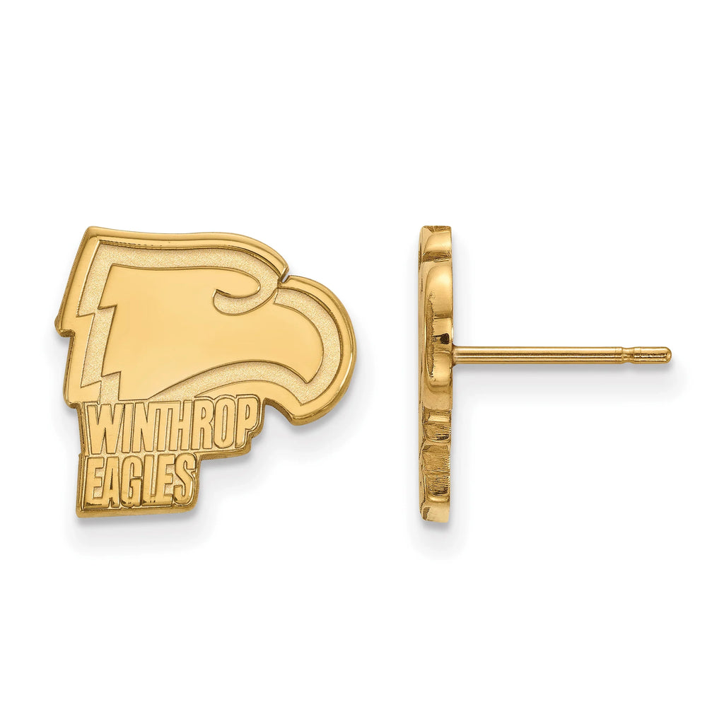 10k Yellow Gold Official Licensed Collegiate Winthrop University () Small Post Earrings