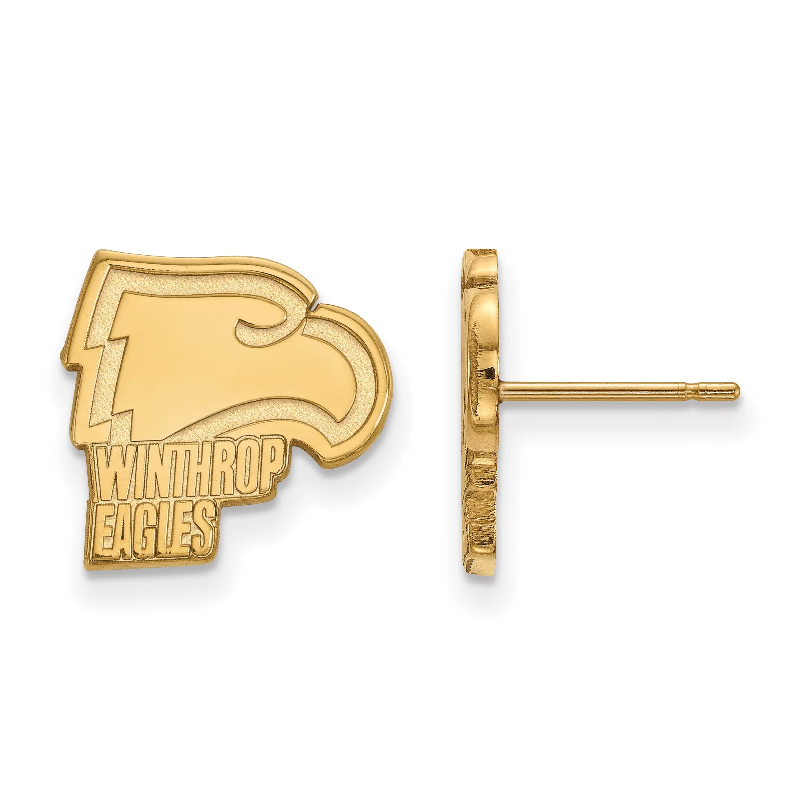 10k Yellow Gold Official Licensed Collegiate Winthrop University () Small Post Earrings