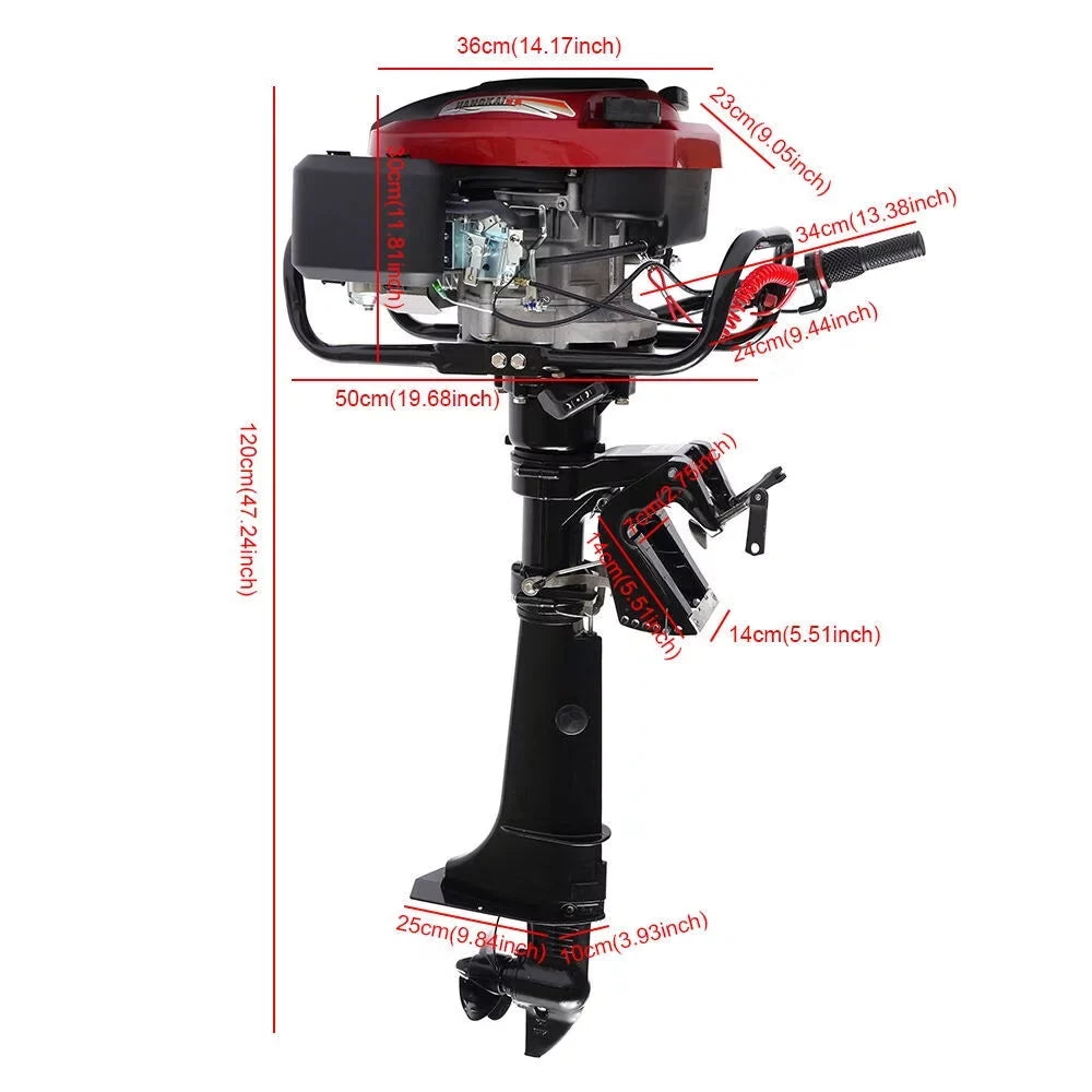 Wuzstar 4-Stroke 7  Outboard Motor Fishing Boat Yacht Engine Motor Air Cooling 196CC